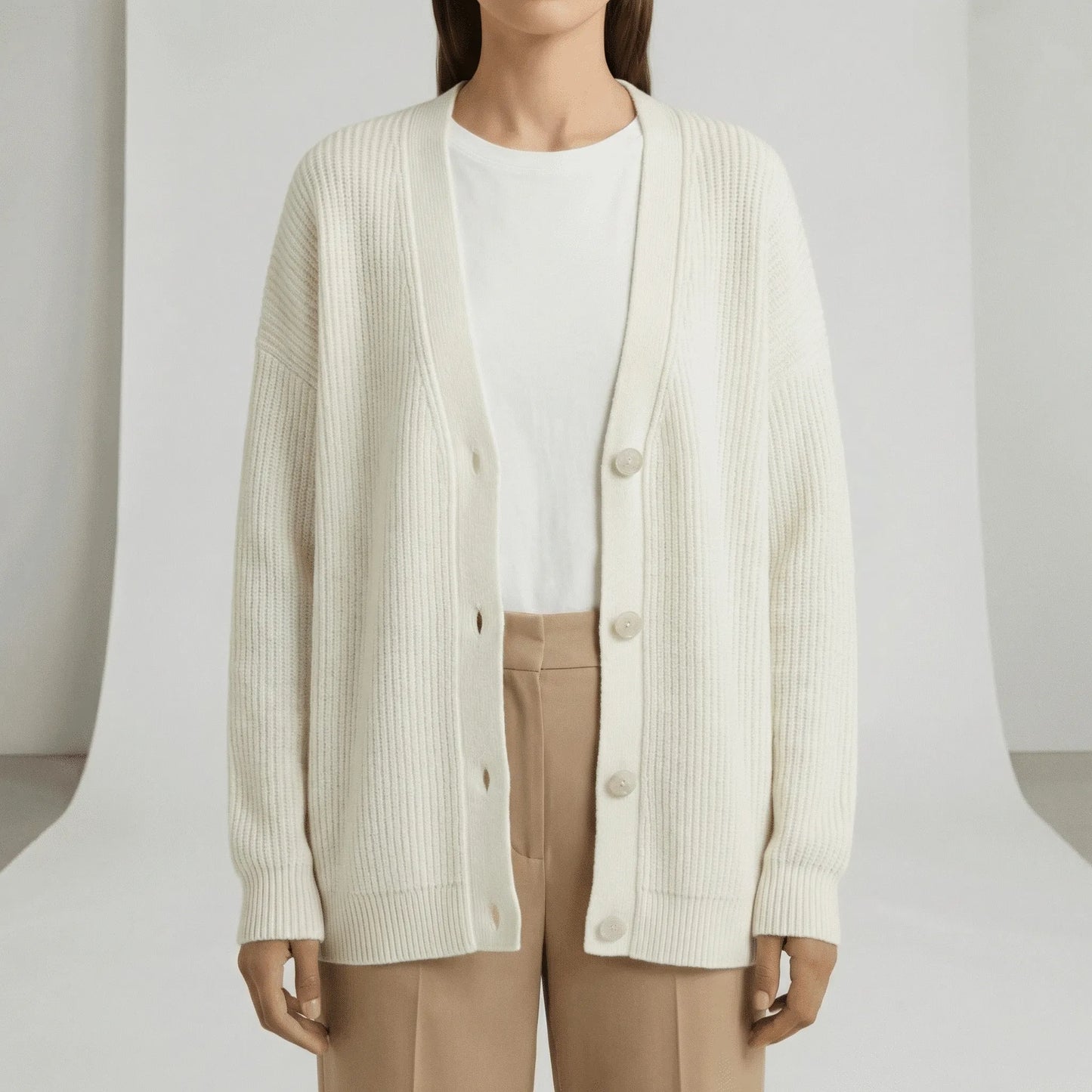 Relaxed Fit Button-Front Cardigan - Jamila