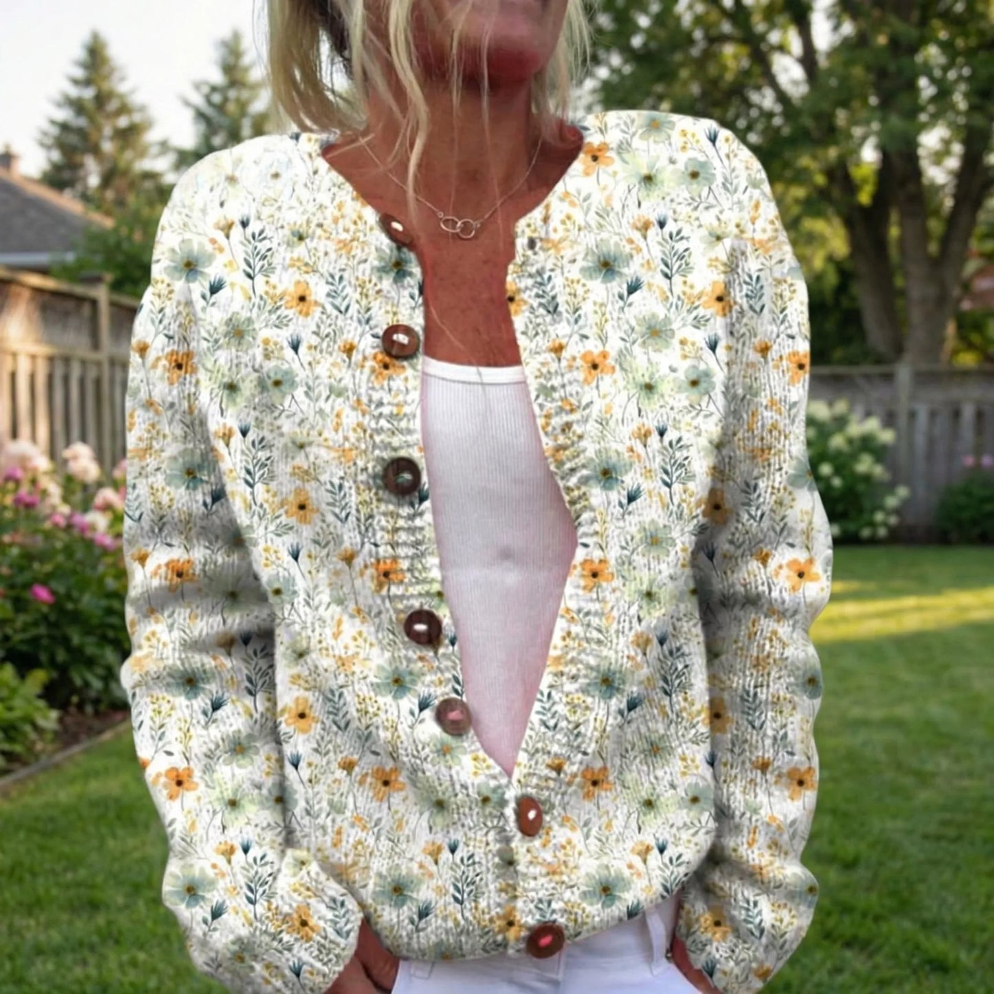 Relaxed Fit Floral Cardigan - Dana