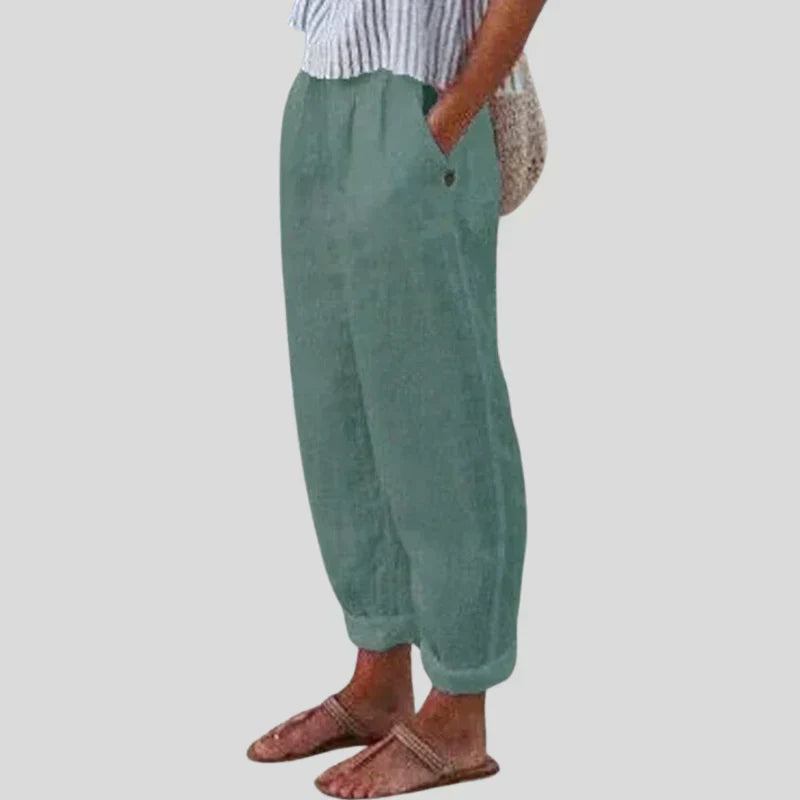 Relaxed Fit Tapered Trousers With Side Pockets - Agnes