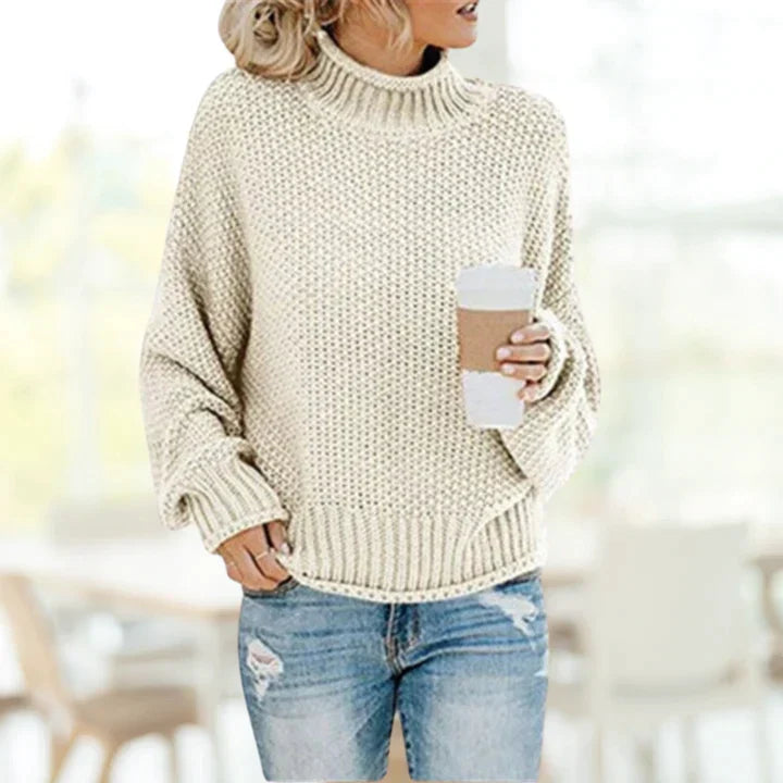 Relaxed Roll-Neck Knitted Jumper For Women - Nellie