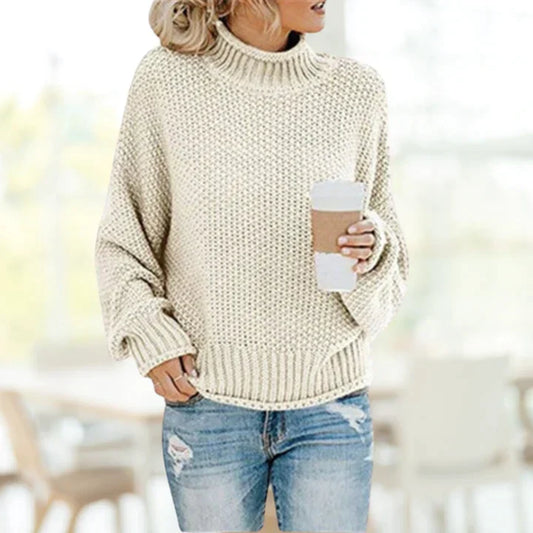 Relaxed Roll-Neck Knitted Jumper For Women - Nellie