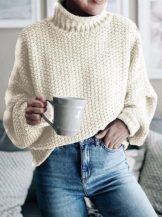 Relaxed Roll-Neck Knitted Jumper For Women - Nellie