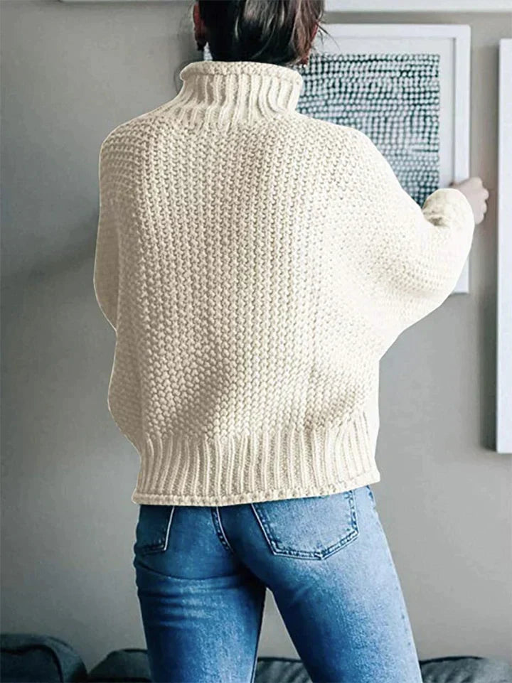 Relaxed Roll-Neck Knitted Jumper For Women - Nellie