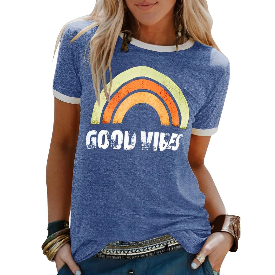 Relaxed Women's Top With A Rainbow Motif - Mable