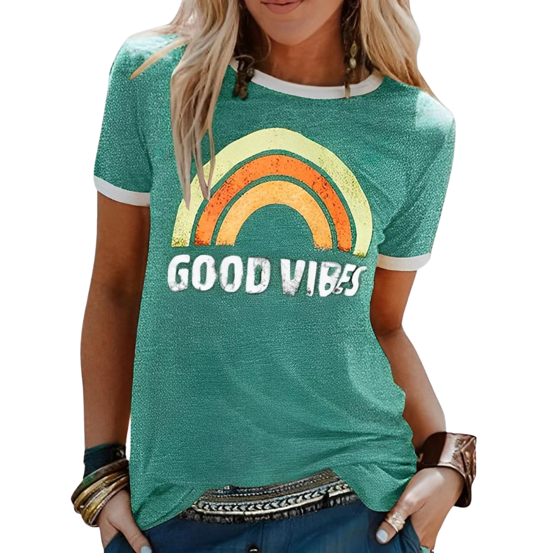 Relaxed Women's Top With A Rainbow Motif - Mable
