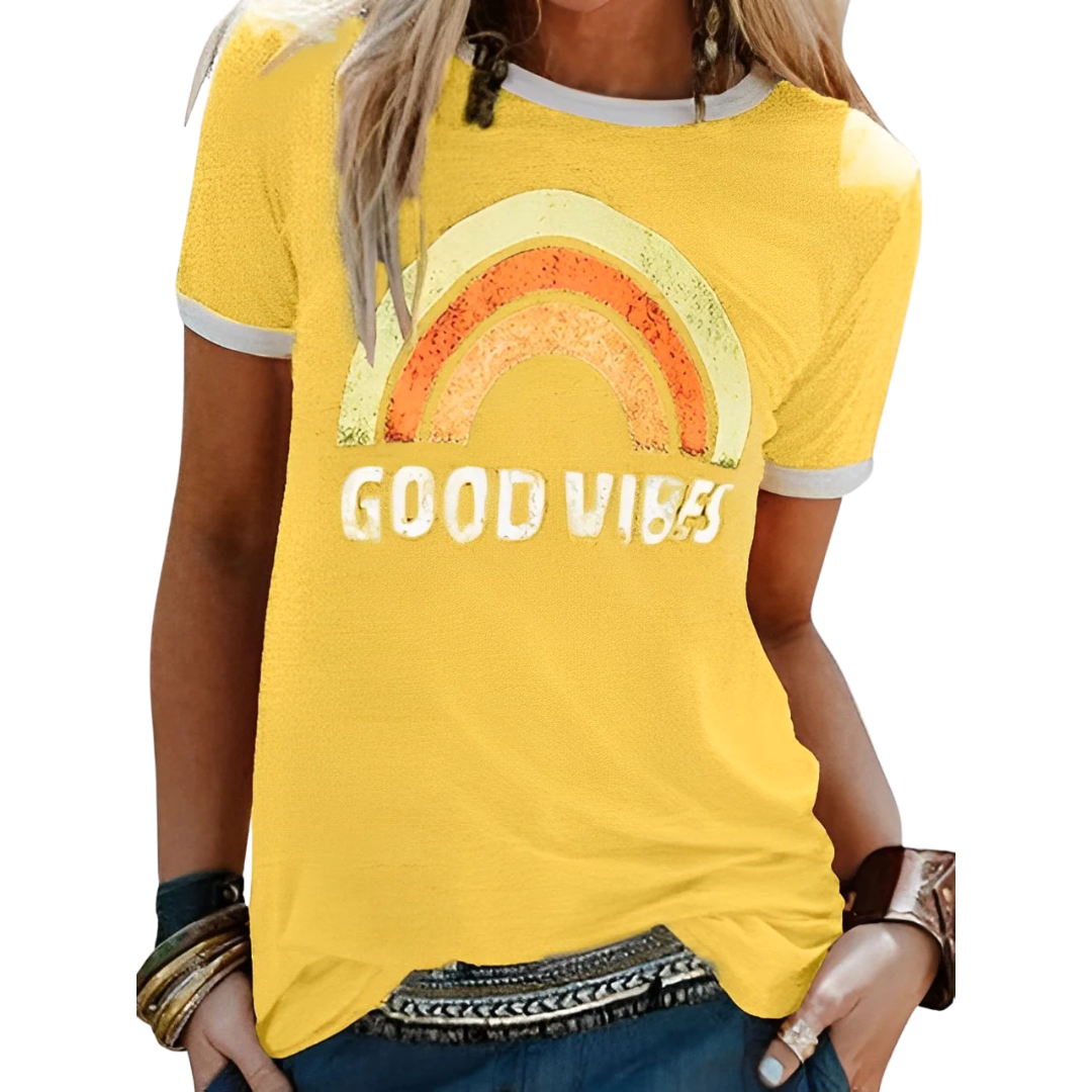 Relaxed Women's Top With A Rainbow Motif - Mable