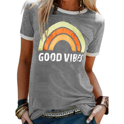 Relaxed Women's Top With A Rainbow Motif - Mable