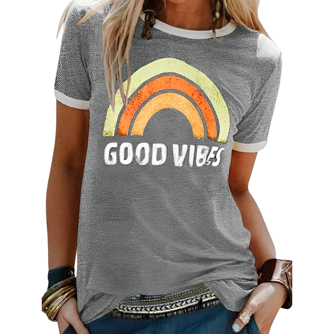 Relaxed Women's Top With A Rainbow Motif - Mable