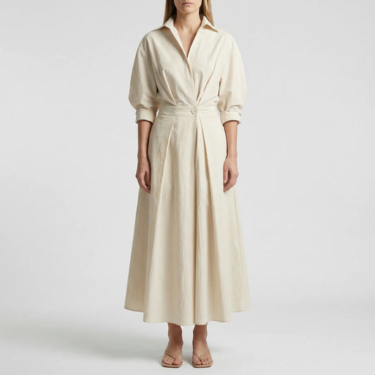 Retro Collar Belted A-Line Dress - Kendra