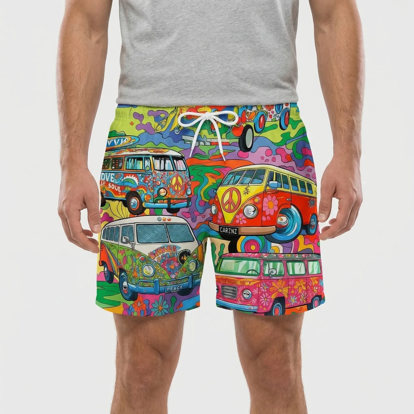 Retro Print Drawstring Swim Shorts - Caleb