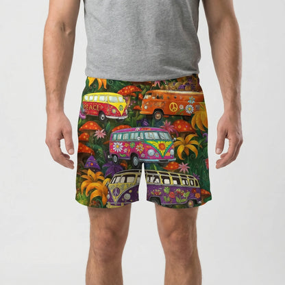 Retro Print Drawstring Swim Shorts - Caleb