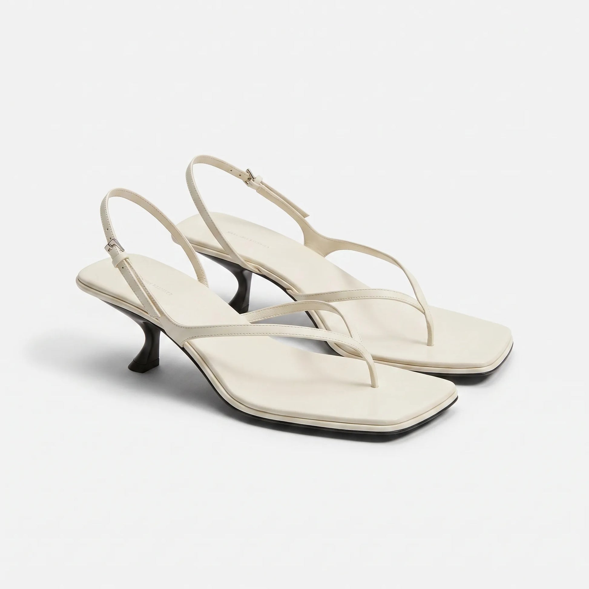 Retro Square Toe Kitten Heel Sandals - Laura