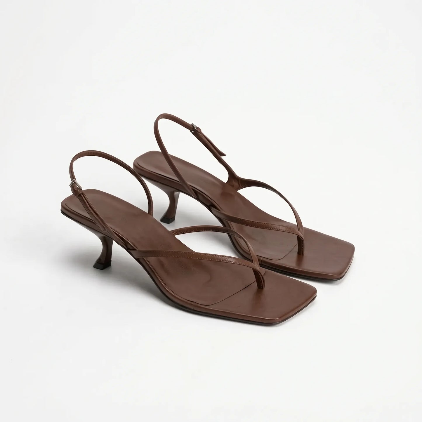 Retro Square Toe Kitten Heel Sandals - Laura