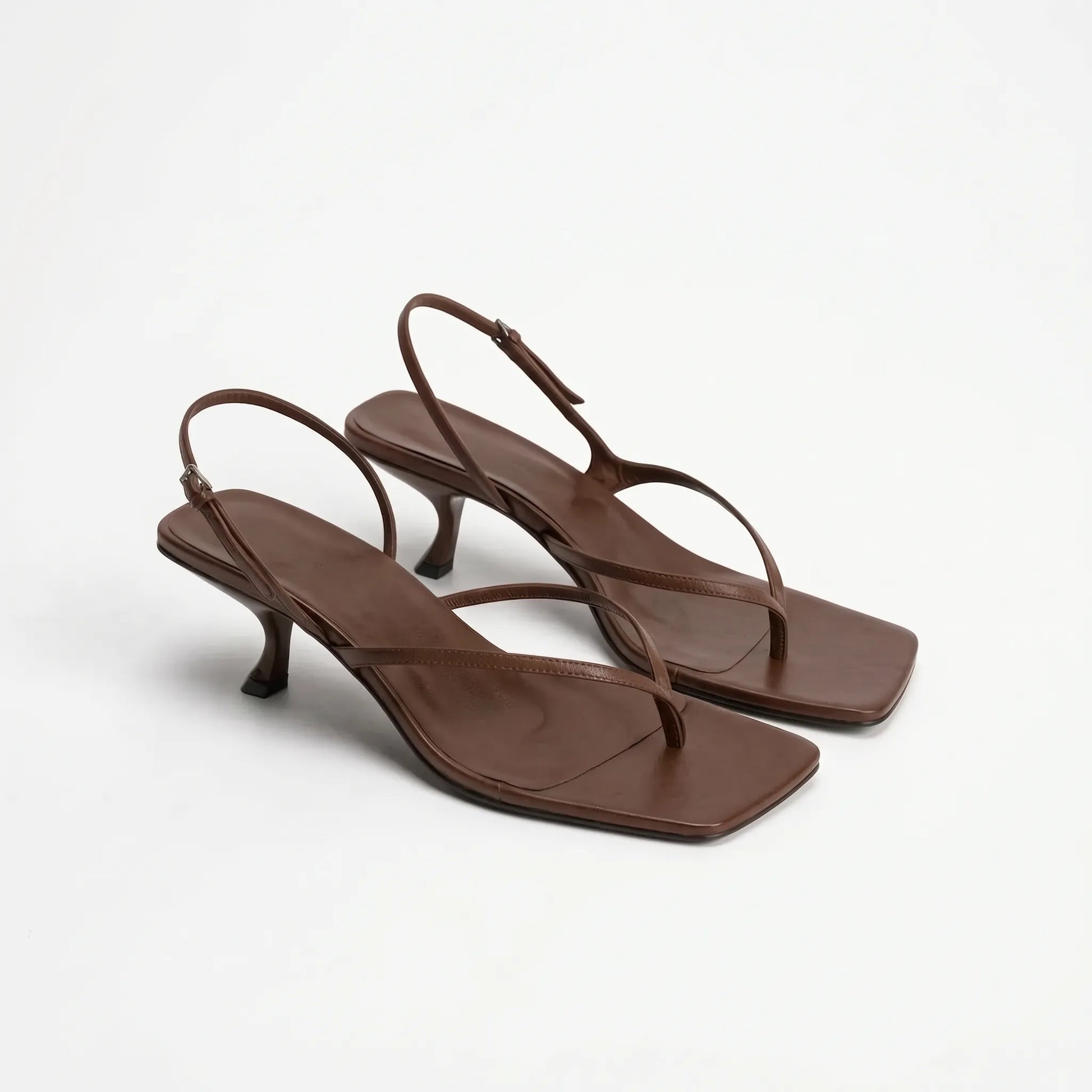 Retro Square Toe Kitten Heel Sandals - Laura