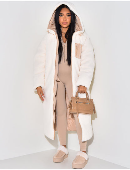 Women's Reversible Hooded Long Puffer Coat, Ankle Length 4