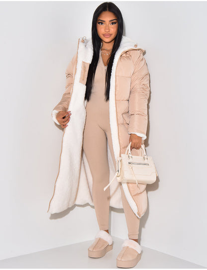 Women's Reversible Hooded Long Puffer Coat, Ankle Length 5