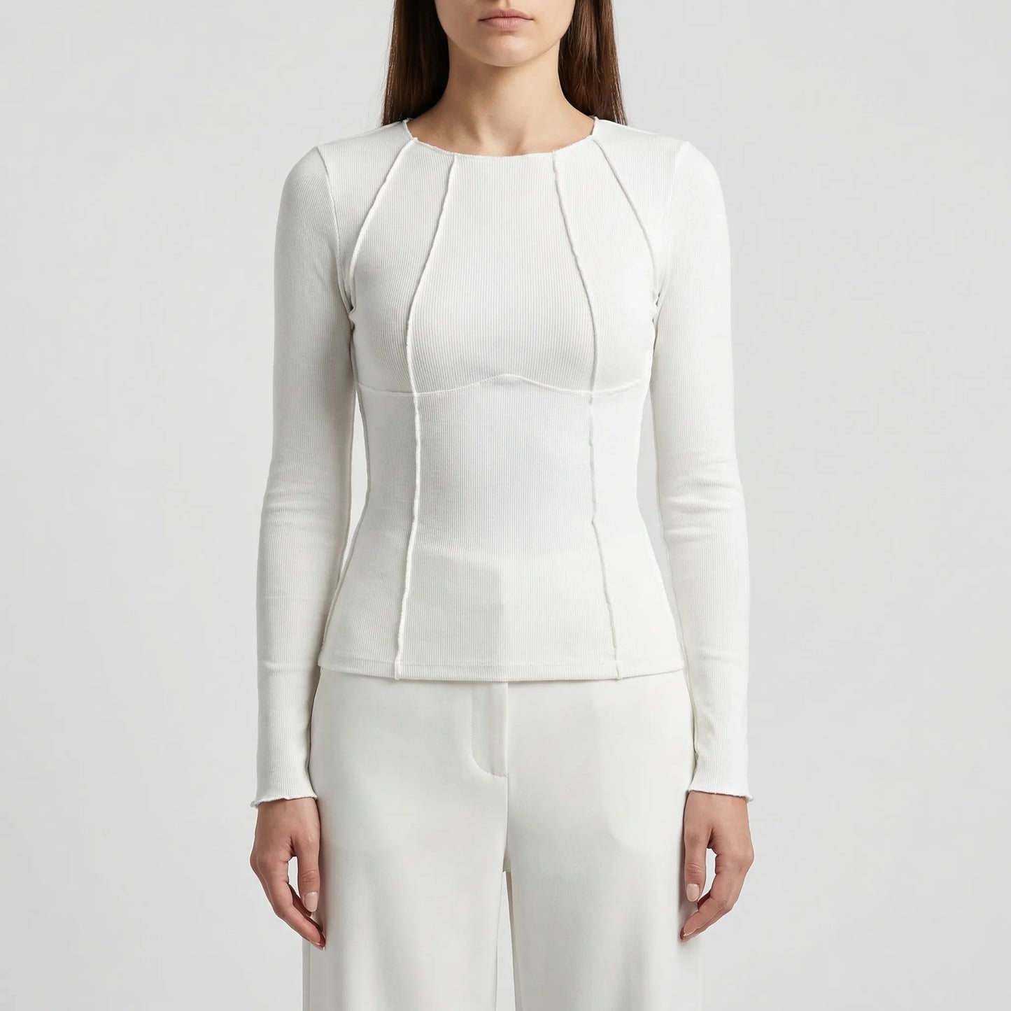 Ribbed Fitted Long Sleeve Crop Top - Kimberly