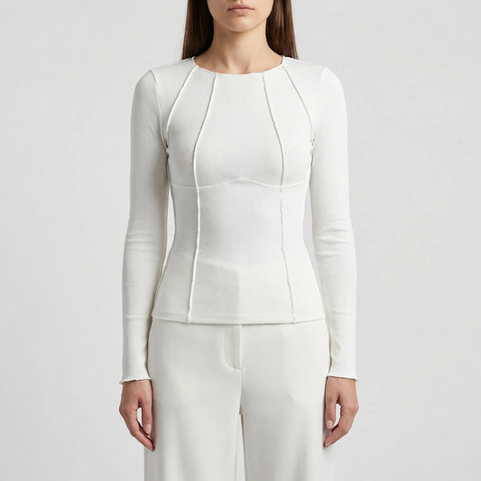 Ribbed Fitted Long Sleeve Crop Top - Kimberly