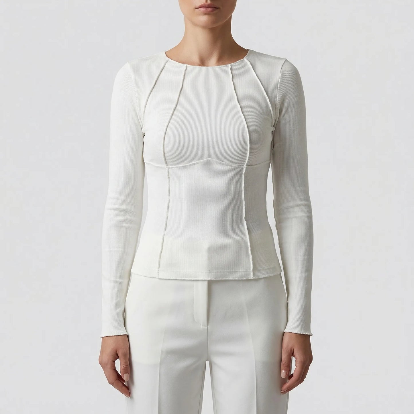 Ribbed Fitted Long Sleeve Crop Top - Kimberly