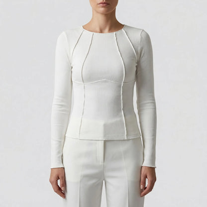 Ribbed Fitted Long Sleeve Crop Top - Kimberly