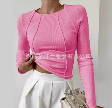 Ribbed Fitted Long Sleeve Crop Top - Kimberly