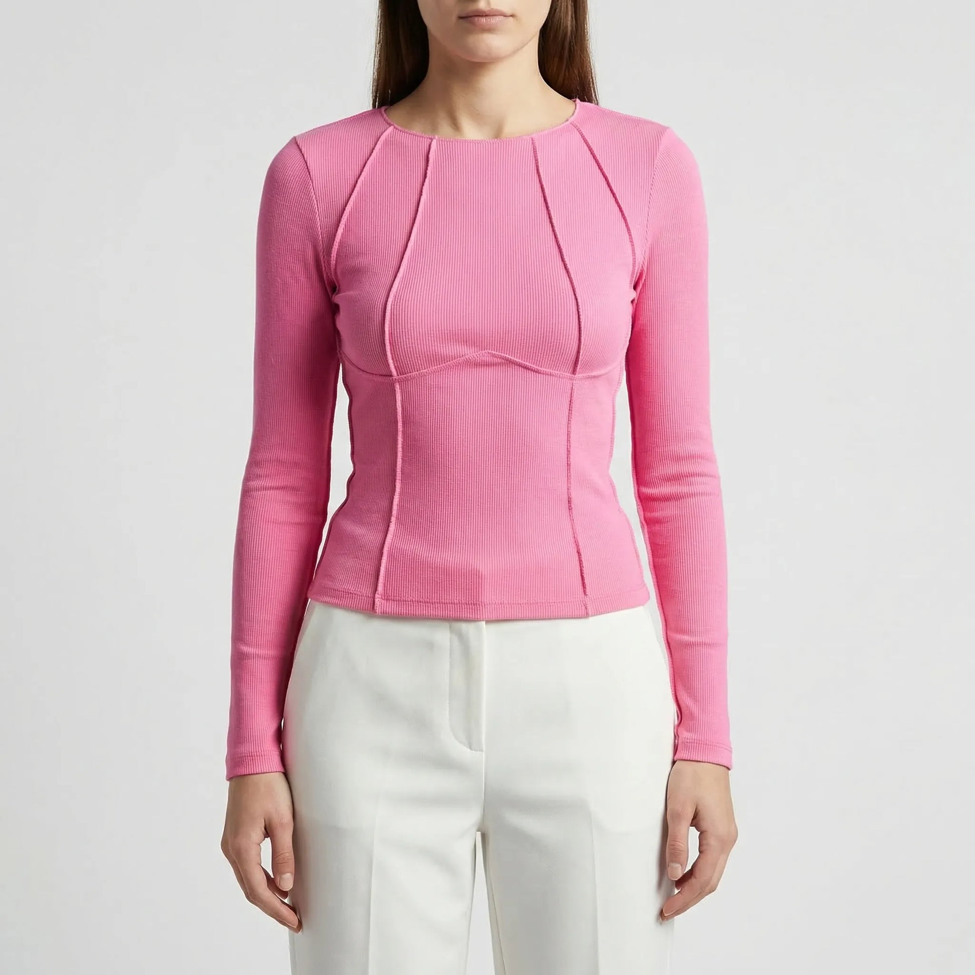 Ribbed Fitted Long Sleeve Crop Top - Kimberly