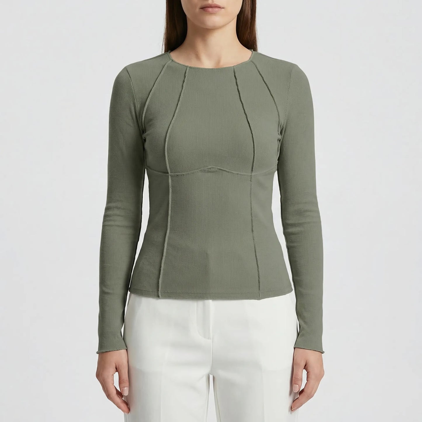Ribbed Fitted Long Sleeve Crop Top - Kimberly