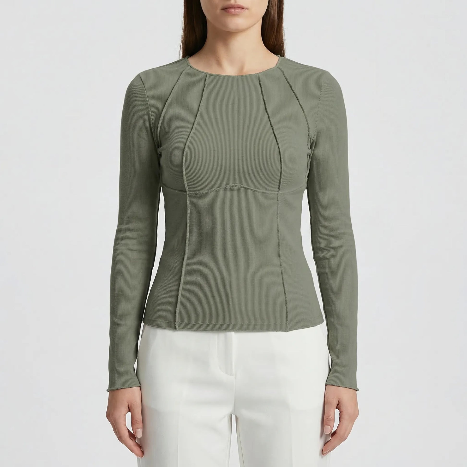 Ribbed Fitted Long Sleeve Crop Top - Kimberly