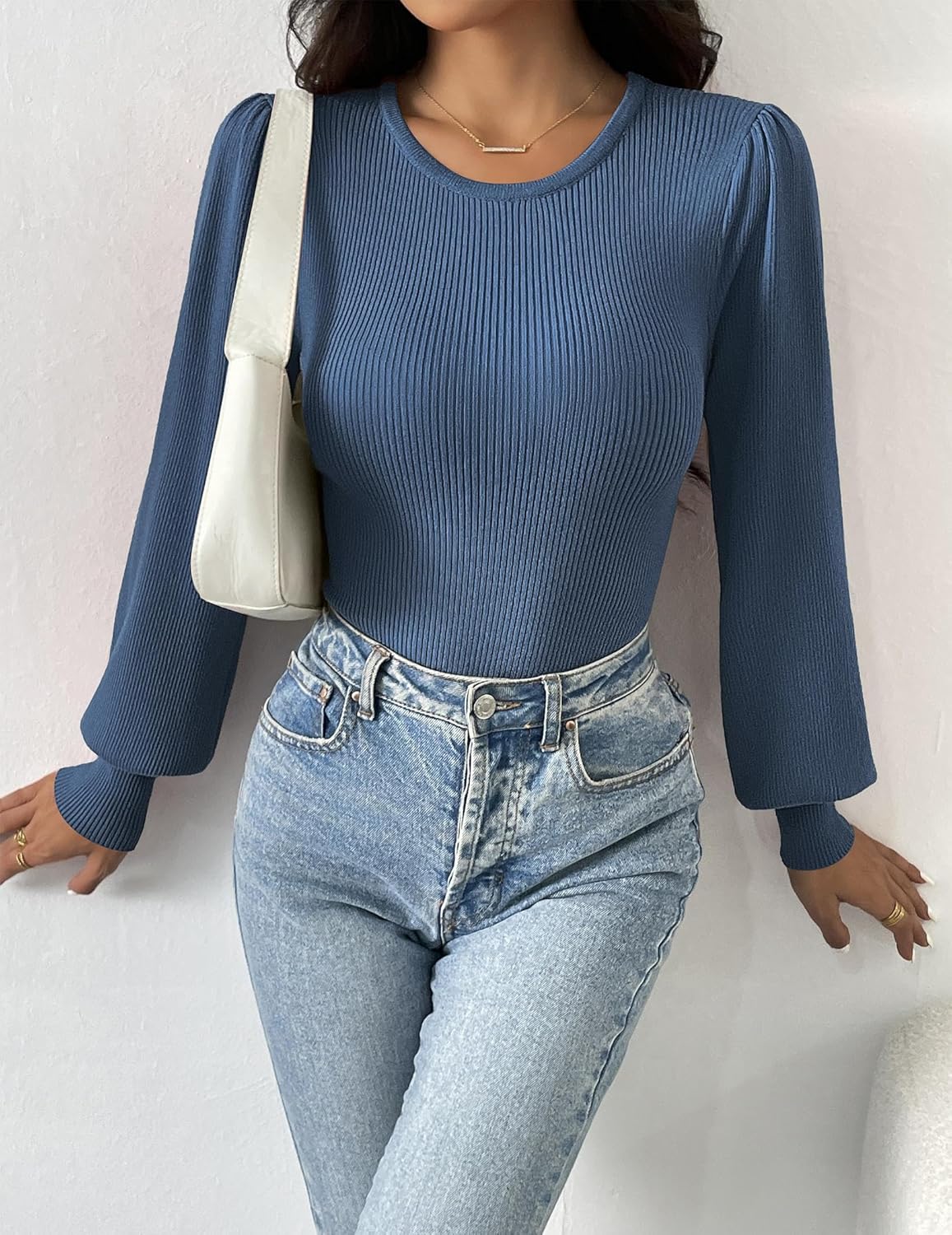 Ribbed Long-Sleeve Fitted Bodysuit - Lorena