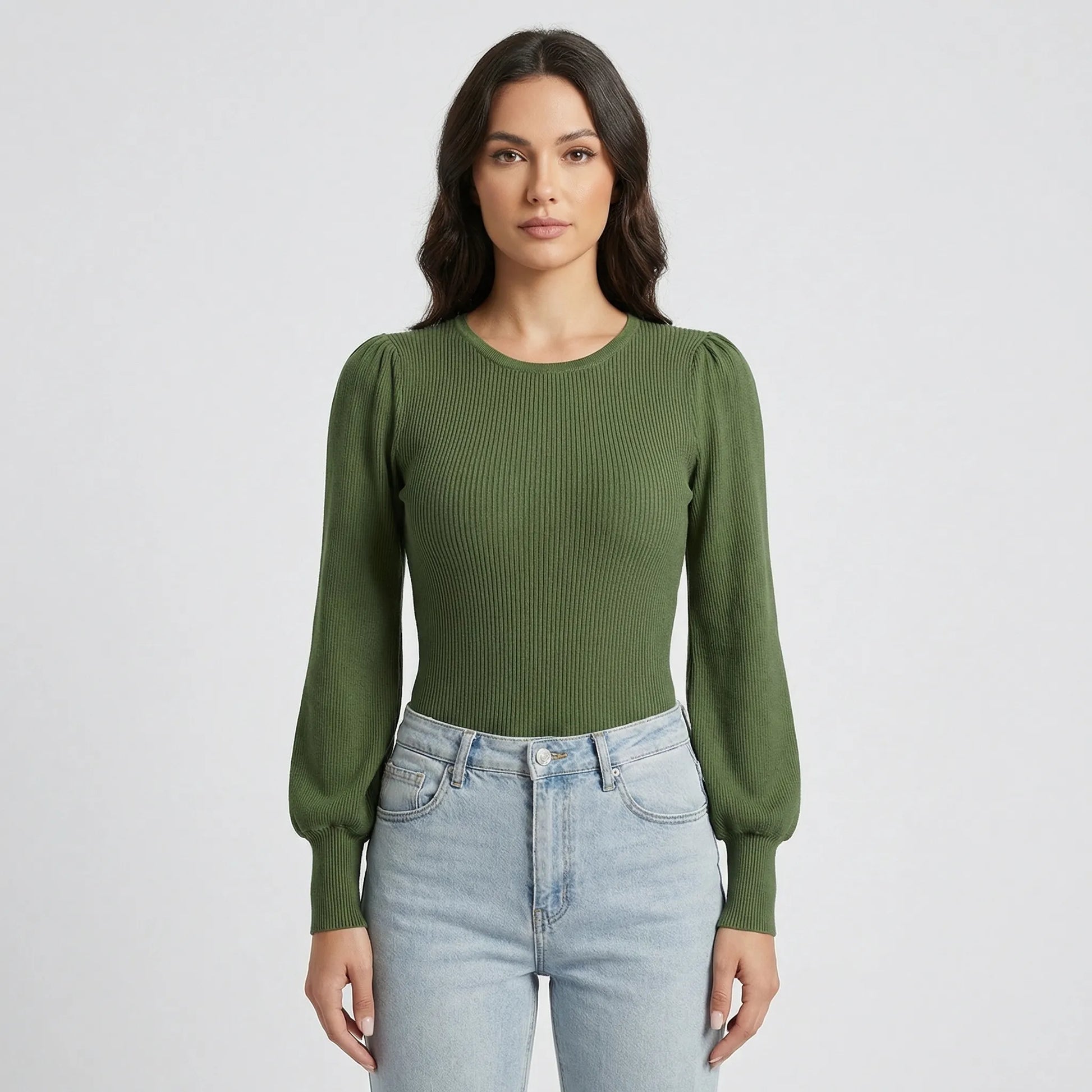 Ribbed Long-Sleeve Fitted Bodysuit - Lorena