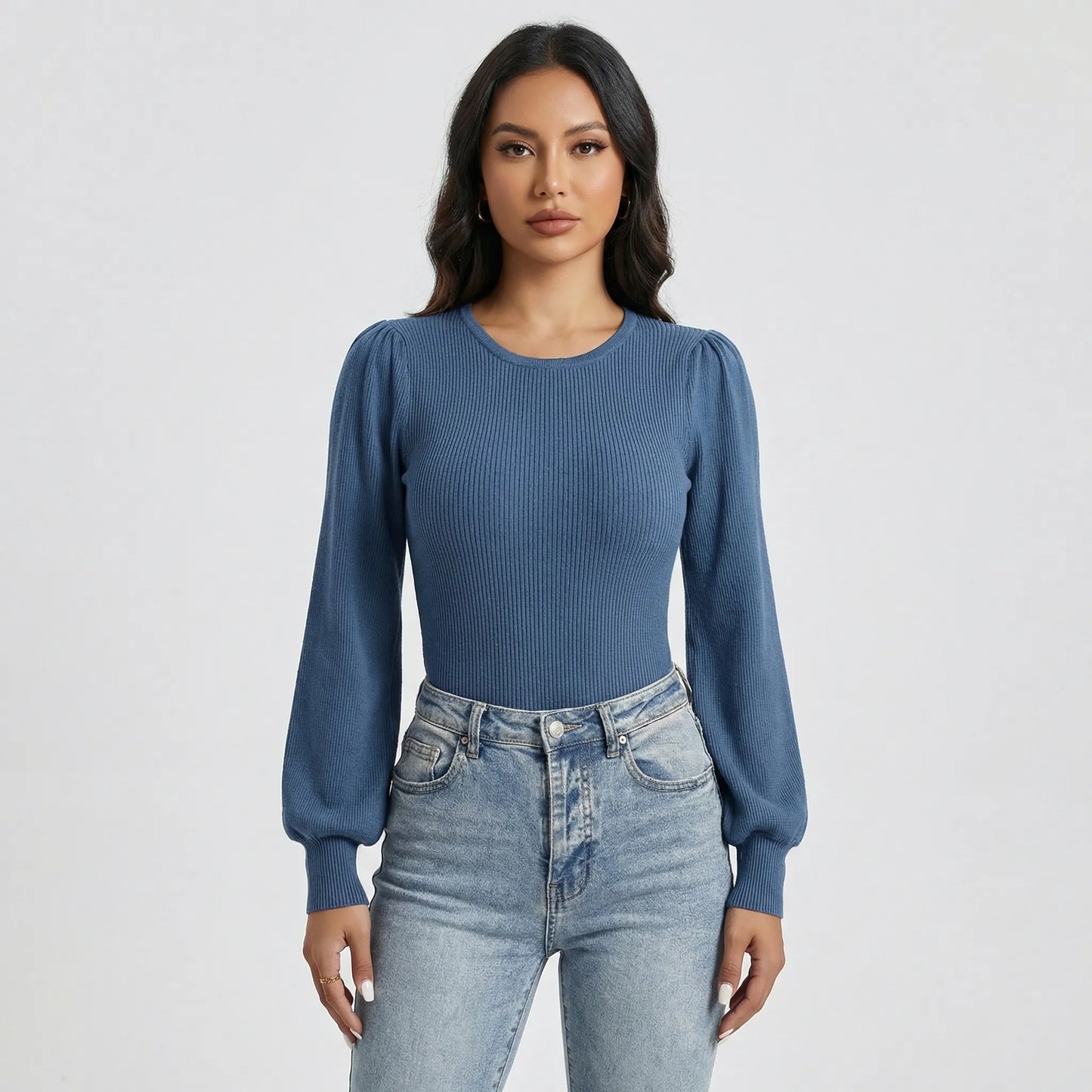 Ribbed Long-Sleeve Fitted Bodysuit - Lorena