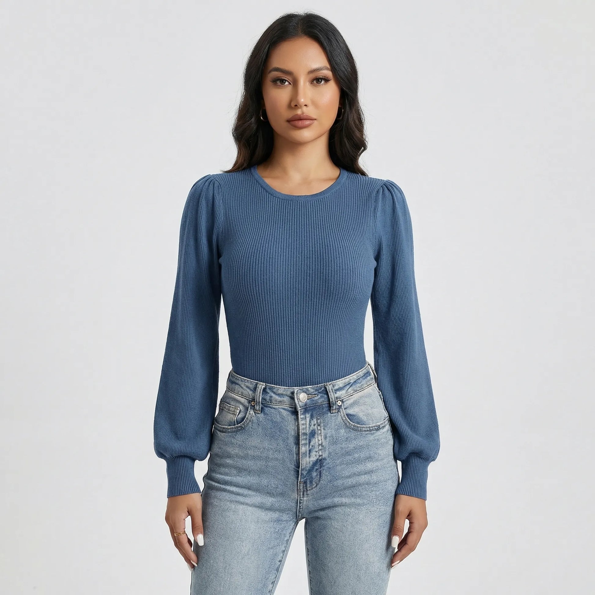 Ribbed Long-Sleeve Fitted Bodysuit - Lorena