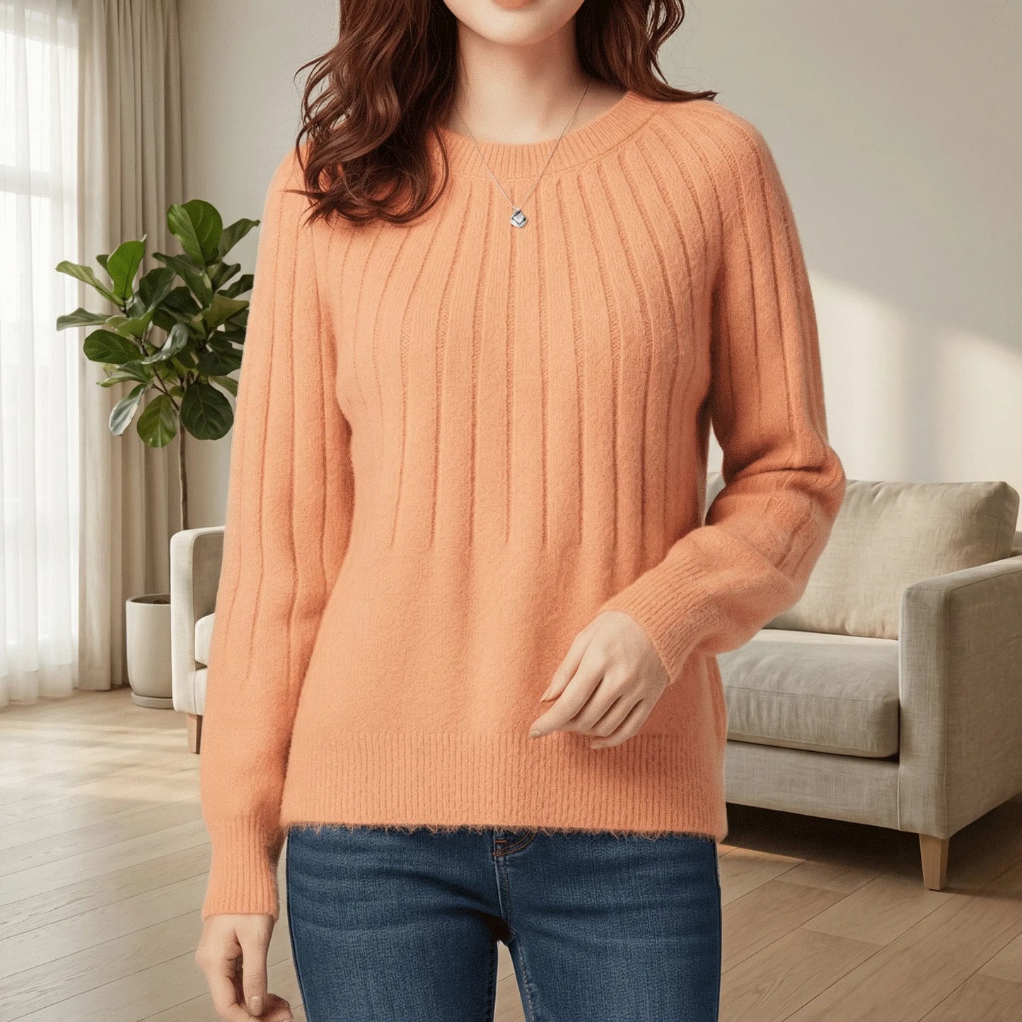 Ribbed Long-Sleeve Knitted Jumper - Mayra