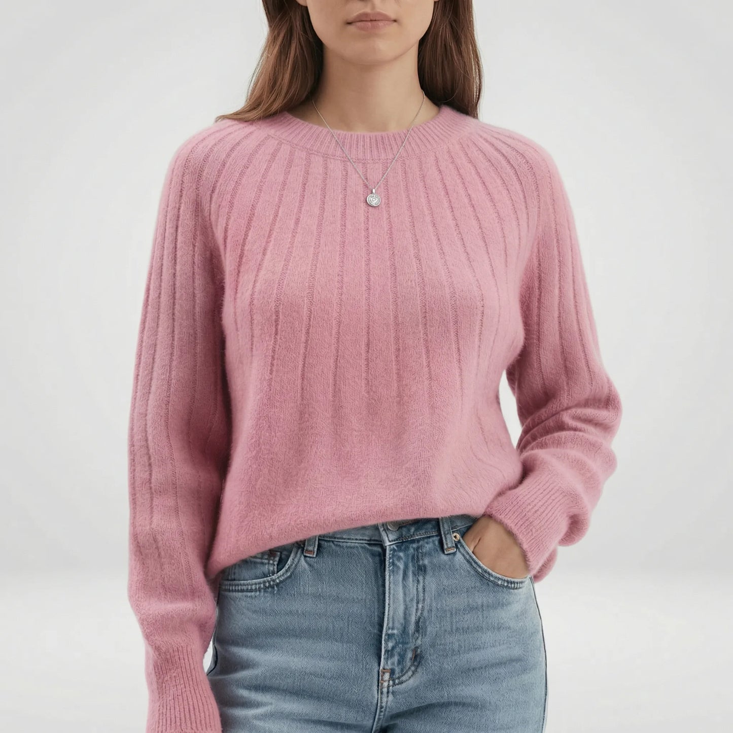 Ribbed Long-Sleeve Knitted Jumper - Mayra