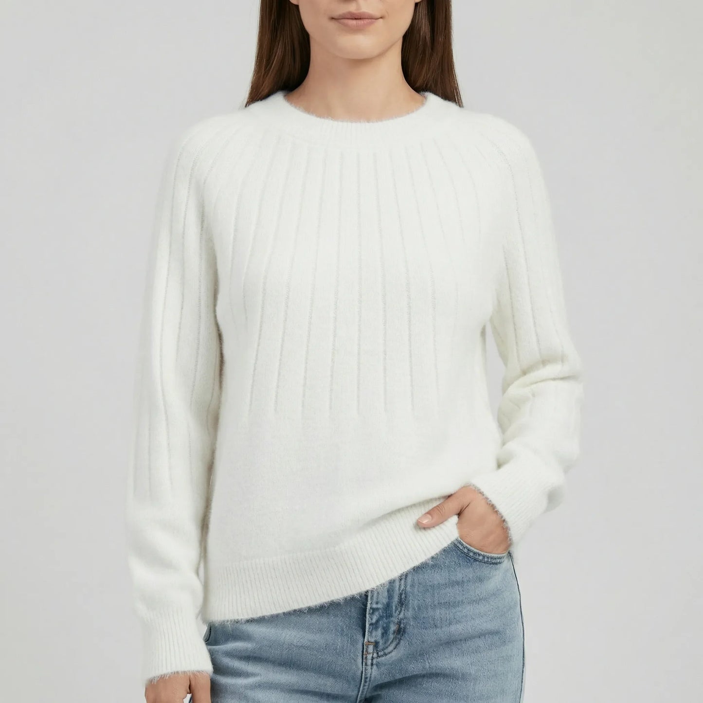 Ribbed Long-Sleeve Knitted Jumper - Mayra