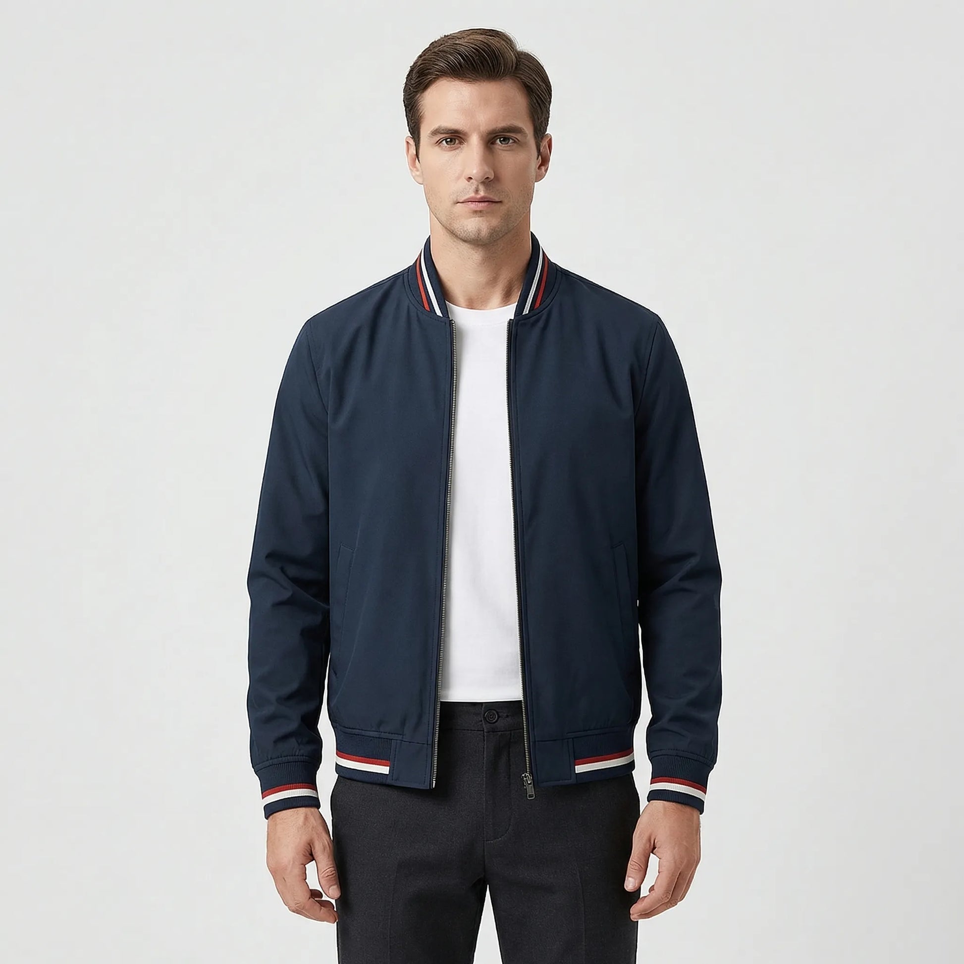 Ribbed Trim Men's Bomber Jacket - Virgil