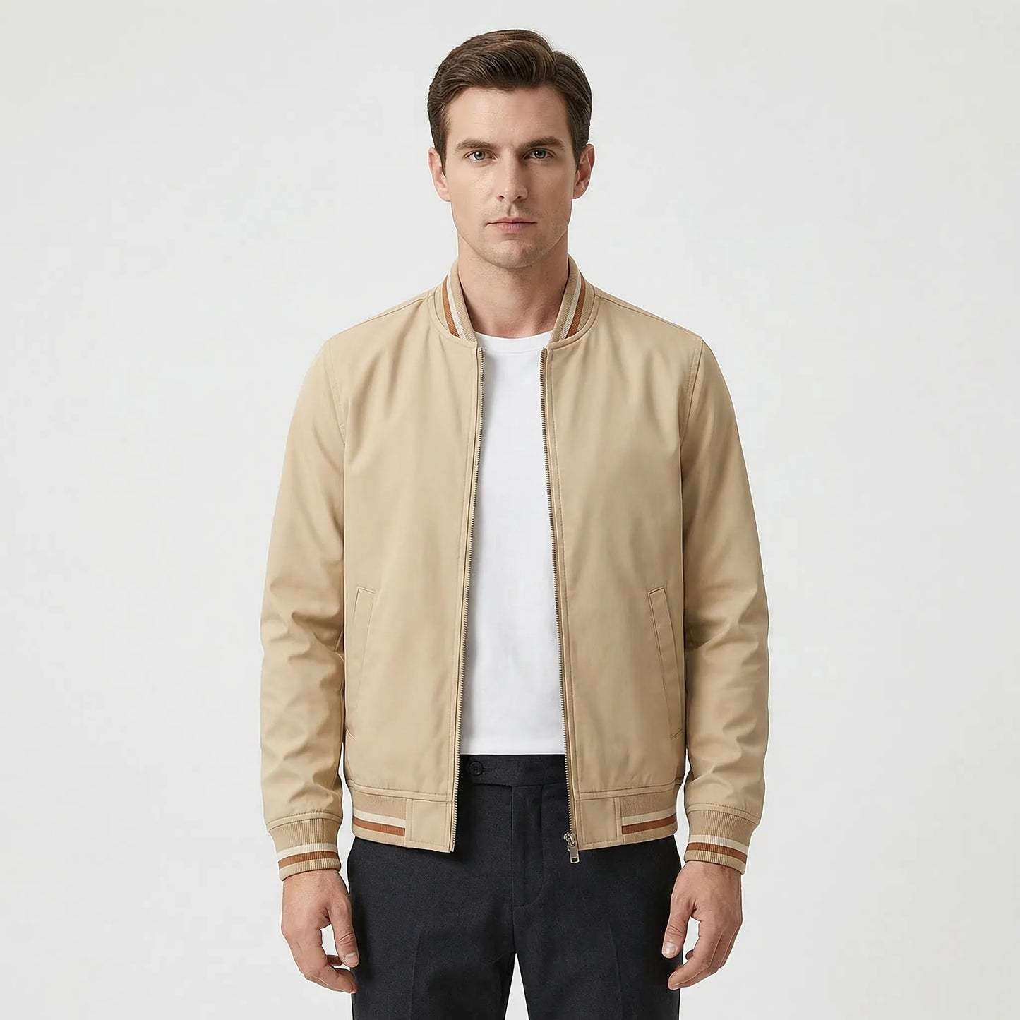 Ribbed Trim Men's Bomber Jacket - Virgil