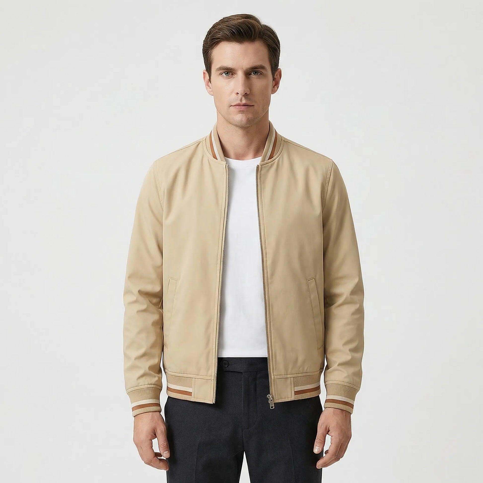 Ribbed Trim Men's Bomber Jacket - Virgil