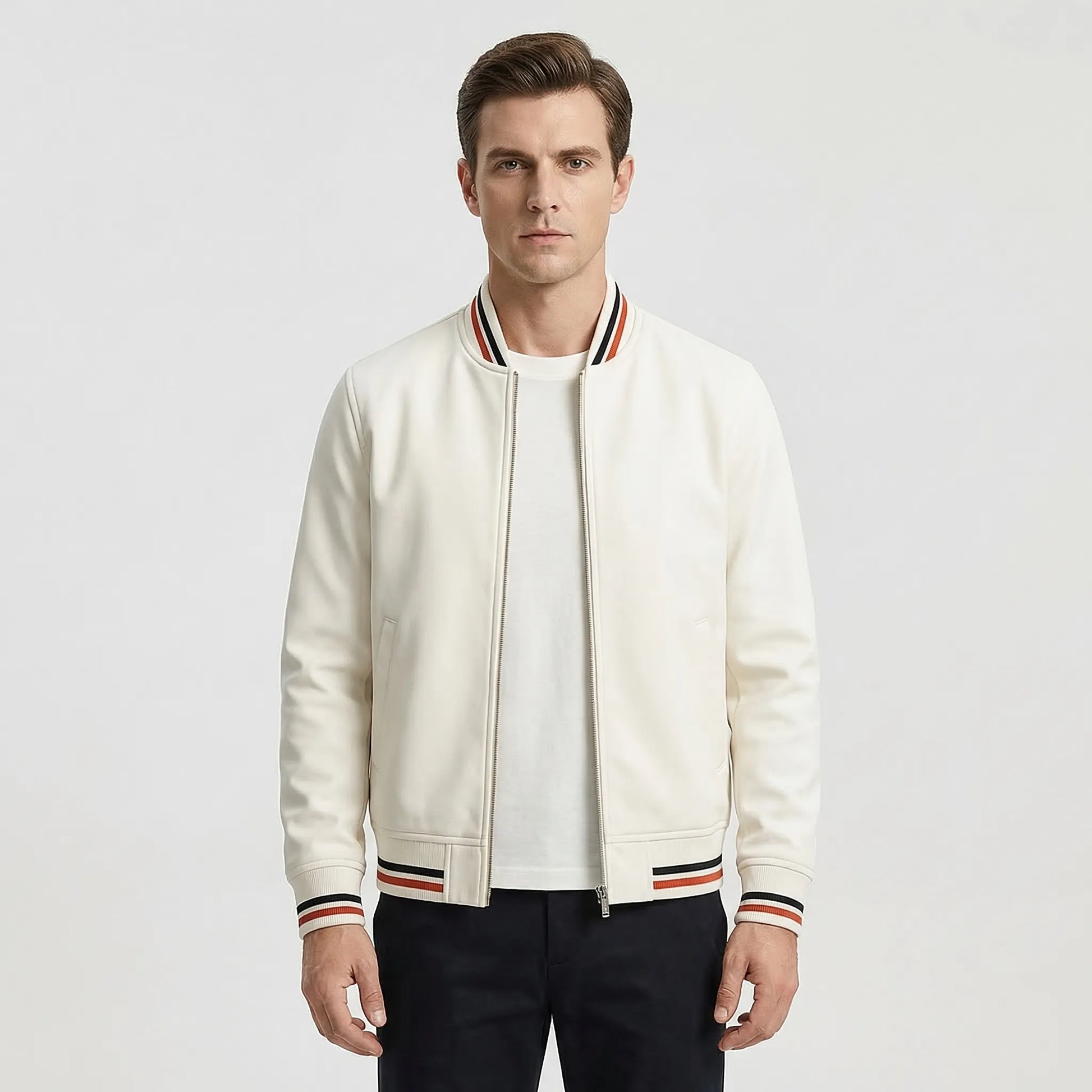 Ribbed Trim Men's Bomber Jacket - Virgil