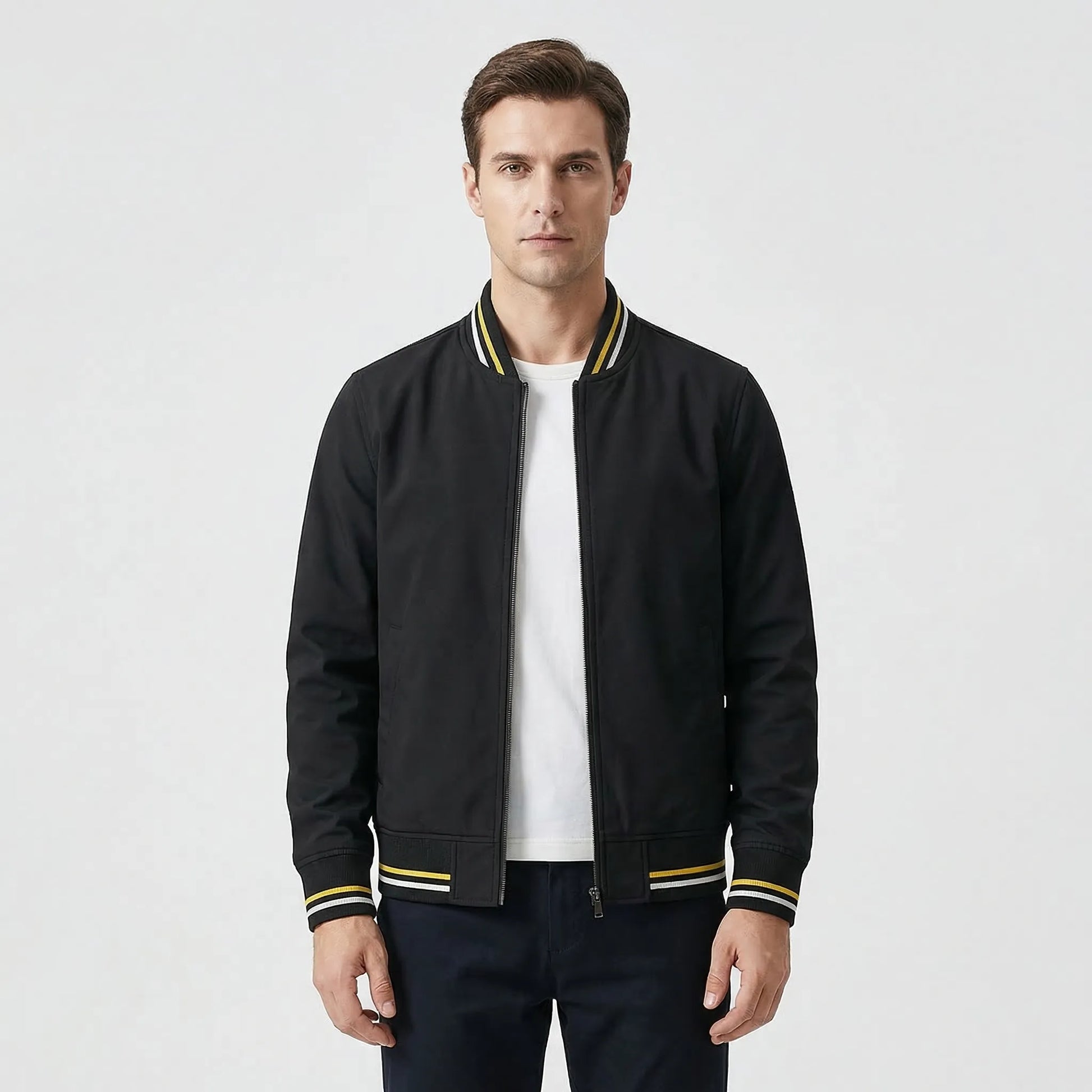 Ribbed Trim Men's Bomber Jacket - Virgil