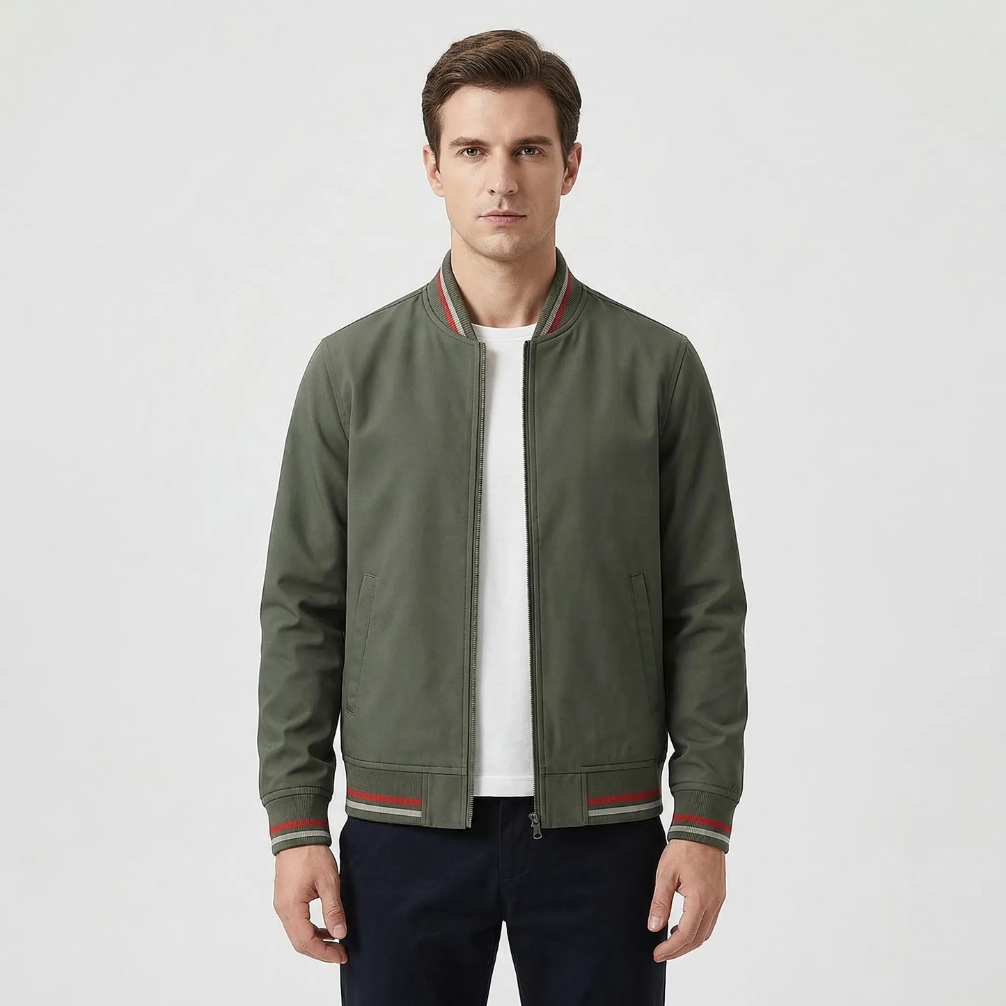 Ribbed Trim Men's Bomber Jacket - Virgil