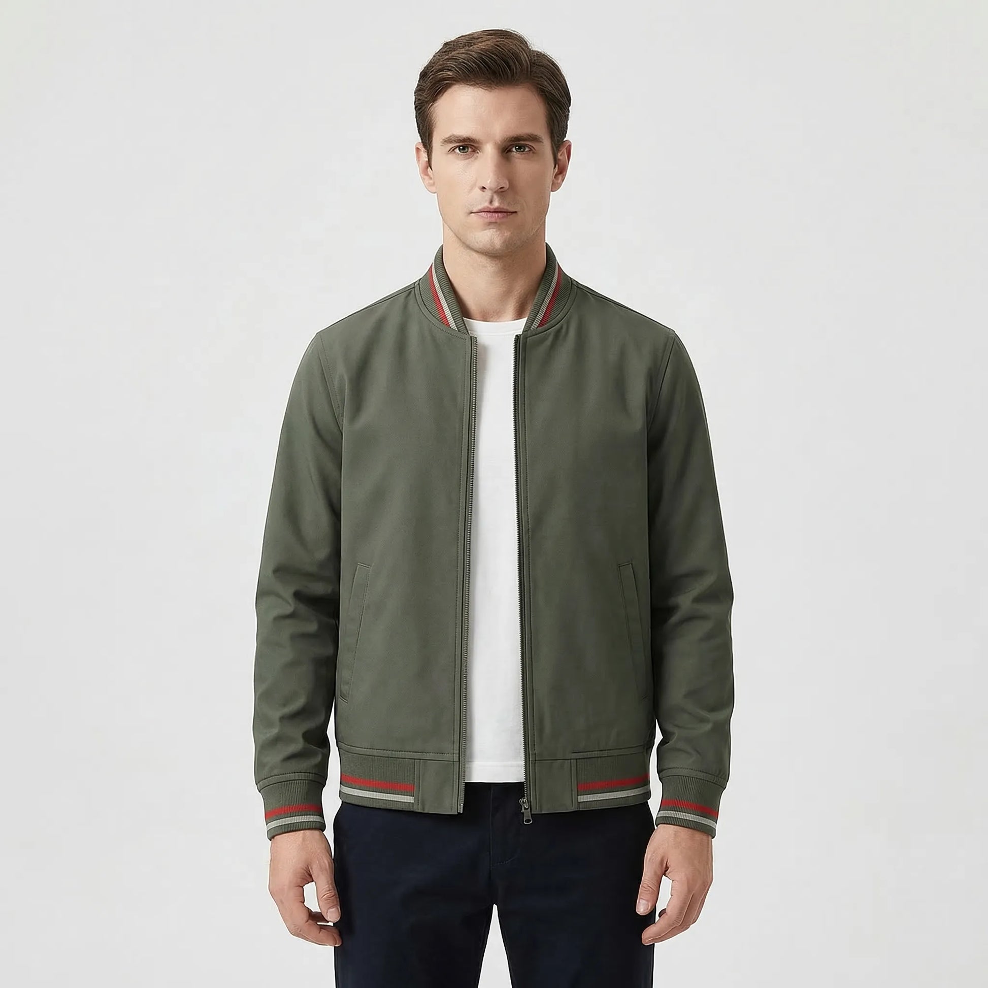 Ribbed Trim Men's Bomber Jacket - Virgil