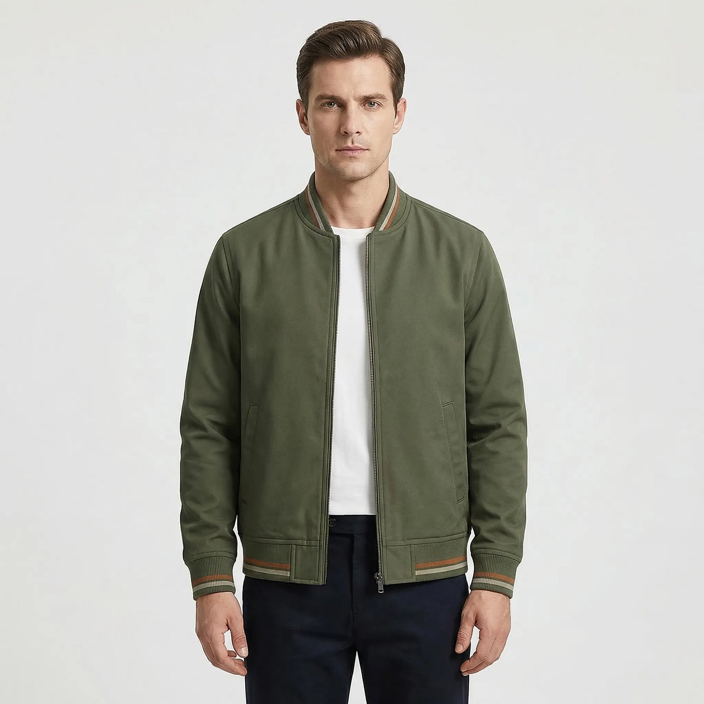 Ribbed Trim Men's Bomber Jacket - Virgil