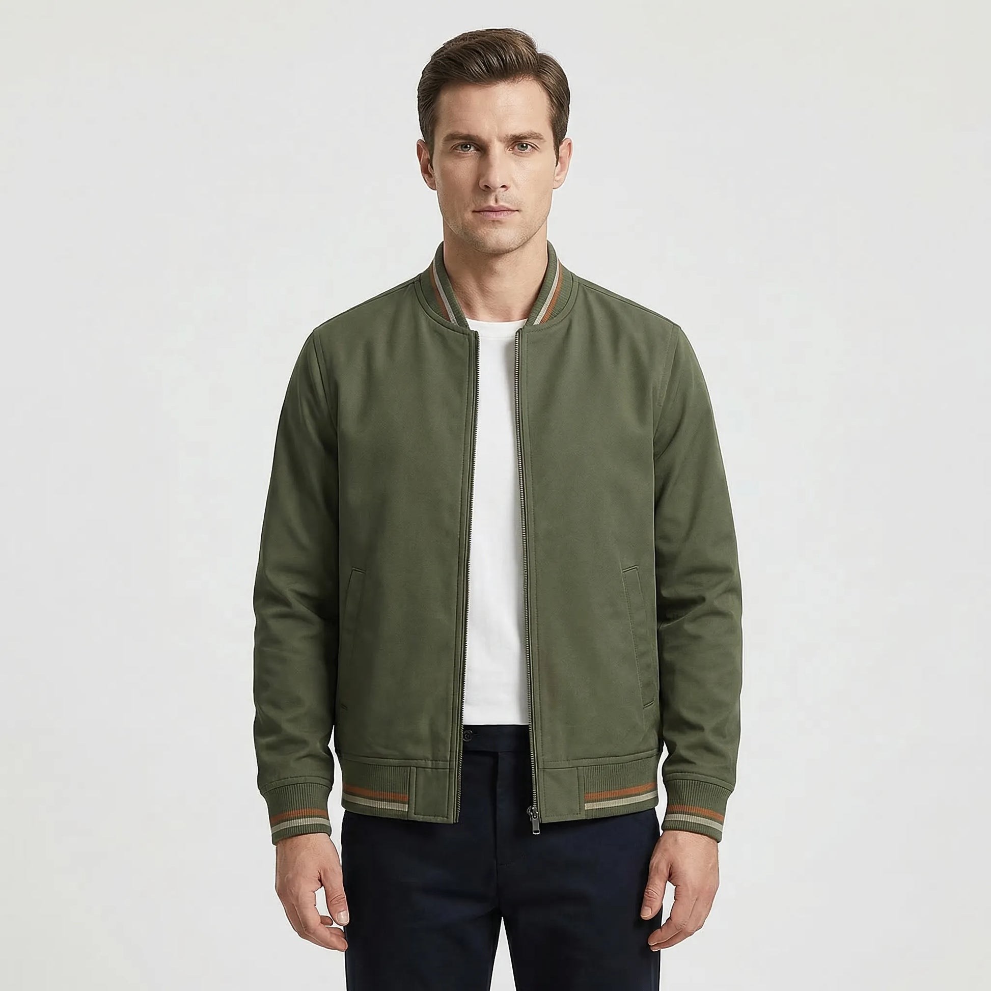 Ribbed Trim Men's Bomber Jacket - Virgil