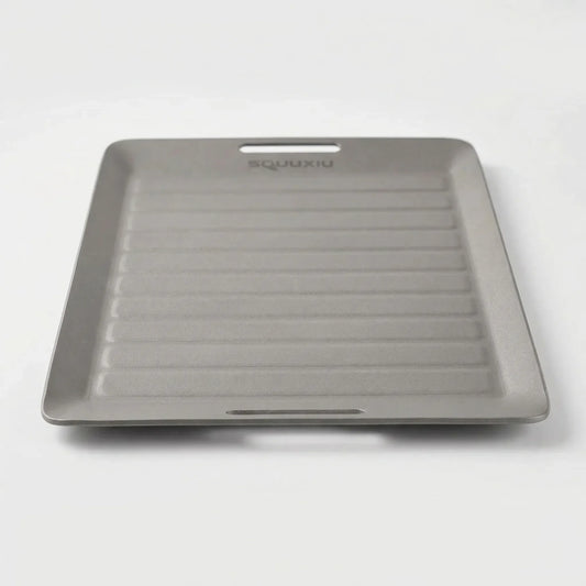 Ridged Titanium Camping Grill Plate With Tongs -  Flamekit