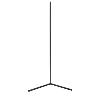 Black corner floor lamp switched off on a plain white background, showing the slim upright pole and V-shaped base. 8