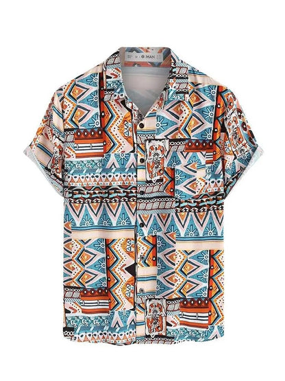 Summer women's shirt with ethnic print and chest pocket – Nova