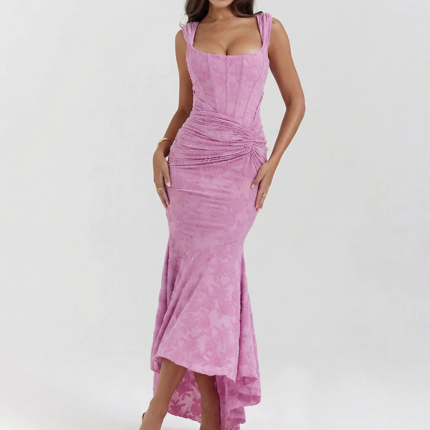 Ruched Off-Shoulder Evening Dress - Linda