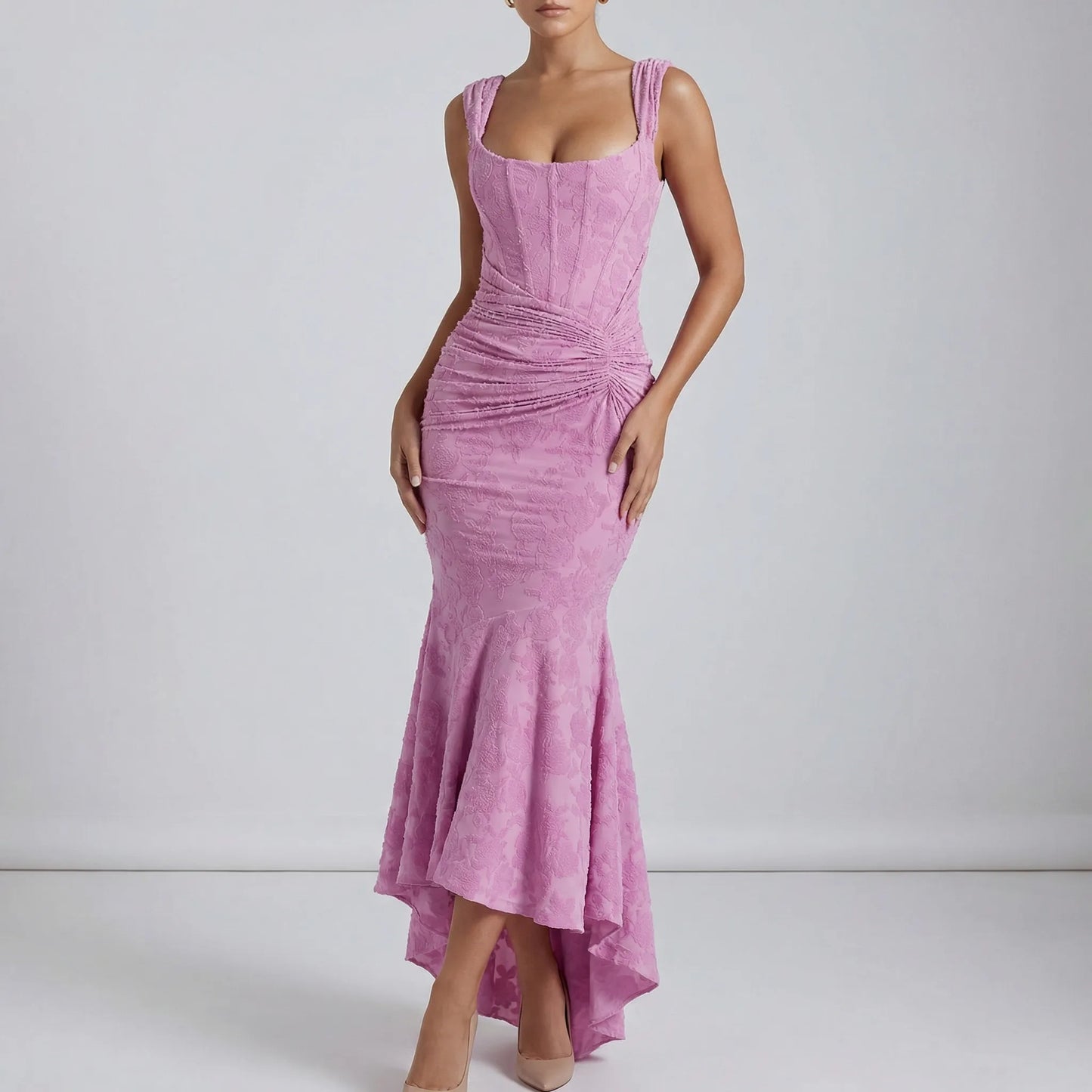 Ruched Off-Shoulder Evening Dress - Linda