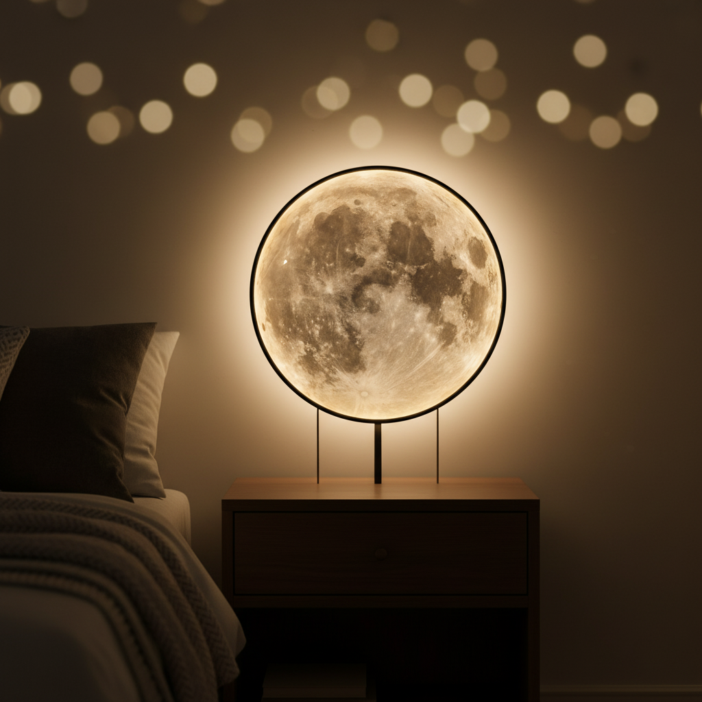 Runde Wandlampe Mit Monddruck - Moonique